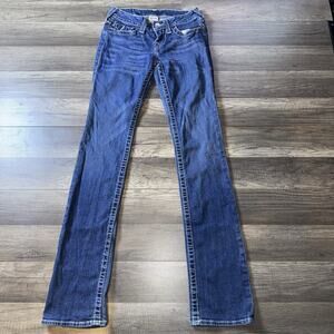 True Religion Jeans Women Size 26 Straight Flap Pocket USA Y2K Stretch Denim